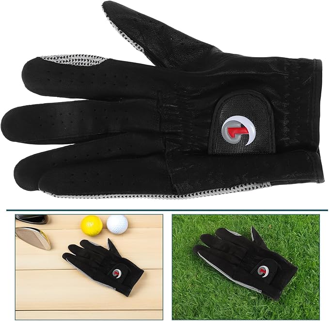 NOLITOY Left Handed Golf Glove Men Ergonomic Lambskin Mitt with Anti-Slip Grip Particles All Weather Protection for Professional and Casual Golfers Stylish and Comfortable Design
