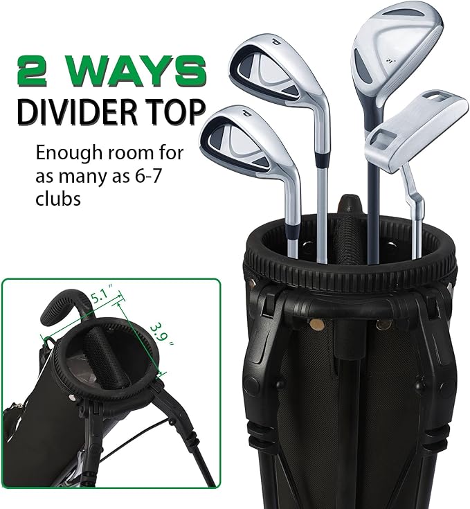 Golf Stand Bag, Small Lightweight Golf Bag for Men/Women, Easy to Carry and Durable Pitch n Putt Golf Bag for Driving Range, Par 3 and Executive Courses