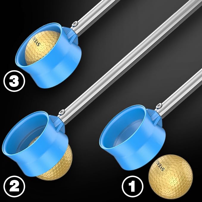 Golf Ball Retriever Telescopic for Water, 12Ft/9Ft Two-Sided Golf Ball Grabber Stainless Steel Ball Retriever Tool Golf Ball Picker Golf Accessories