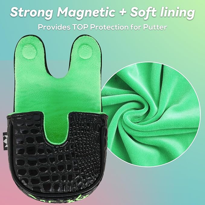 Craftsman Golf DF3 Putter Cover Golf Headcover Center Shaft Birdie Design OZ1 Headcover Mallet Putter Cover with Magnetic Closure for Driver Mid Mallet Putter Heel Shafted