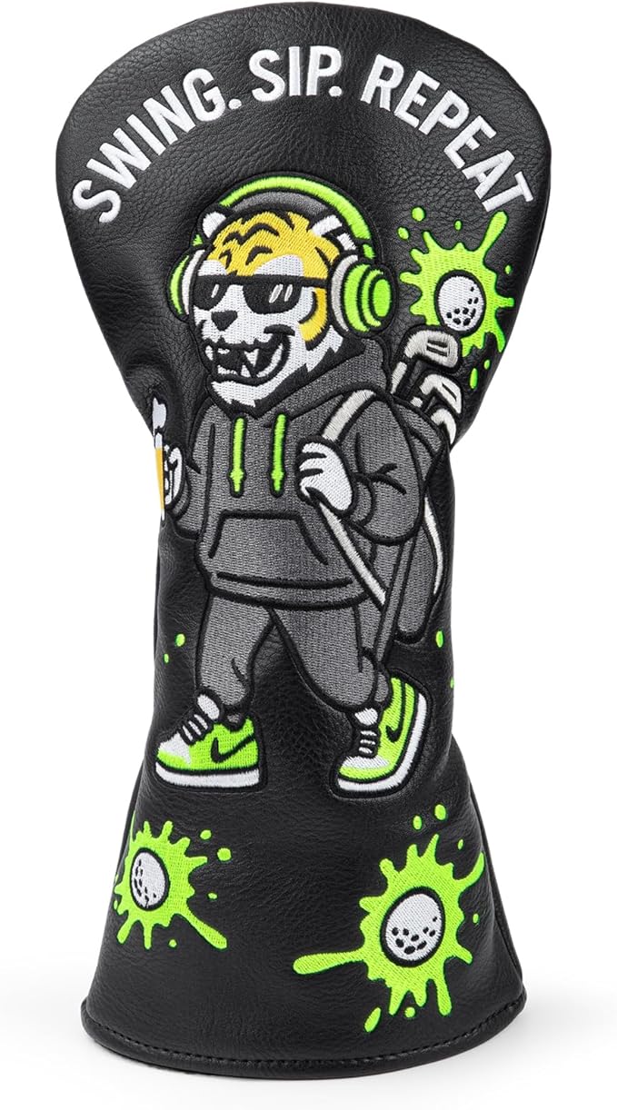 Golf Club Covers Funny Tiger Driver Cover Fariway Wood Headcover Hybrid Cover Leather Golf Headcover for Most Brand