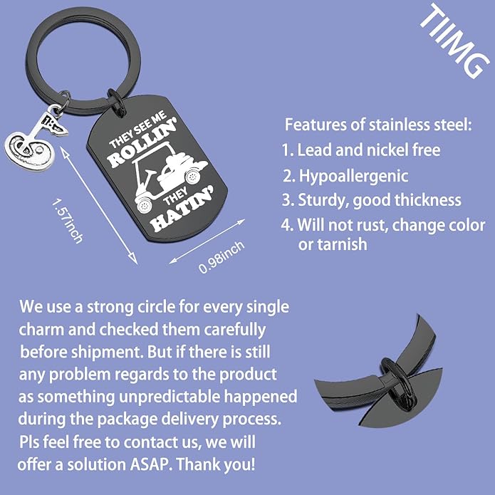 TIIMG They See Me Rollin They Hatin Keychain For Golf Lover Golf Cart Gift Golfer