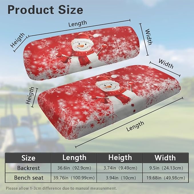 Golf Cart Seat Covers, Universal Fit & Nonskid Bottom Fits for Club Car 2 Person Seats Golf Carts