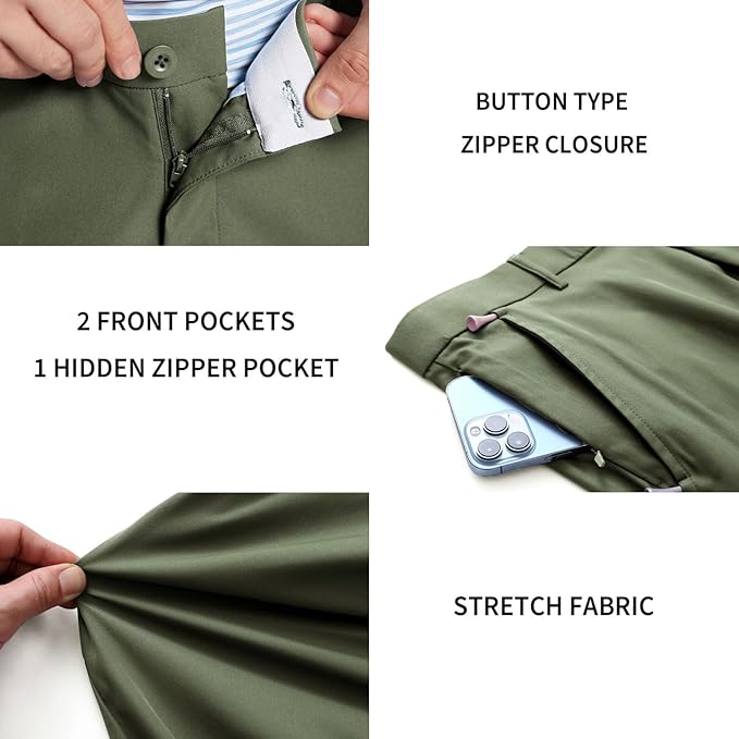 M MAELREG Golf Pants Men Quick Dry - 30"/32"/34" Stretch Lightweight 5 Pockets Water-Resistant Casual Mens Dress Pants