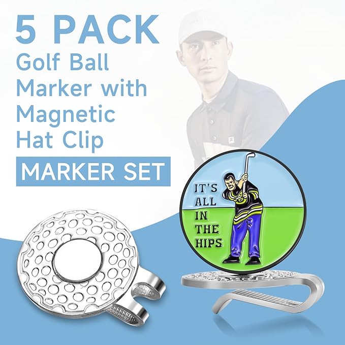 Magnetic Golf Ball Marker Clips, Funny Golf Ball Markers with Magnetic Clip, Enamel Golf Ball Markers Hat Clip Magnet for Men Women Golfer Gifts