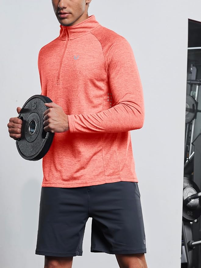 NORTHYARD Quarter Zip Pullover Men Running Shirt Long Sleeve Moisture Wicking Quick Dry Athletic Workout Shirts