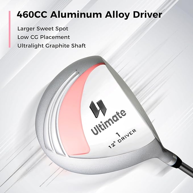 ULTIMATE Women's Complete Golf Club Set, 9/11pcs Right Handed Ladies Golf Clubs Set w/ 460cc Alloy Driver, #3 Fairway Wood, Hybrid, #6/#7/#8/#9/#P Irons & Putter