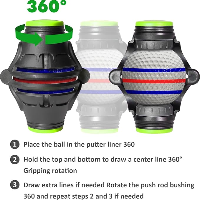 1 Pack 360° Triple Line Golf Ball Marker，Golf Ball Line Marker Tool，Golf Ball Marker Stencil，Alignment Ball Marker，Golf Accessories