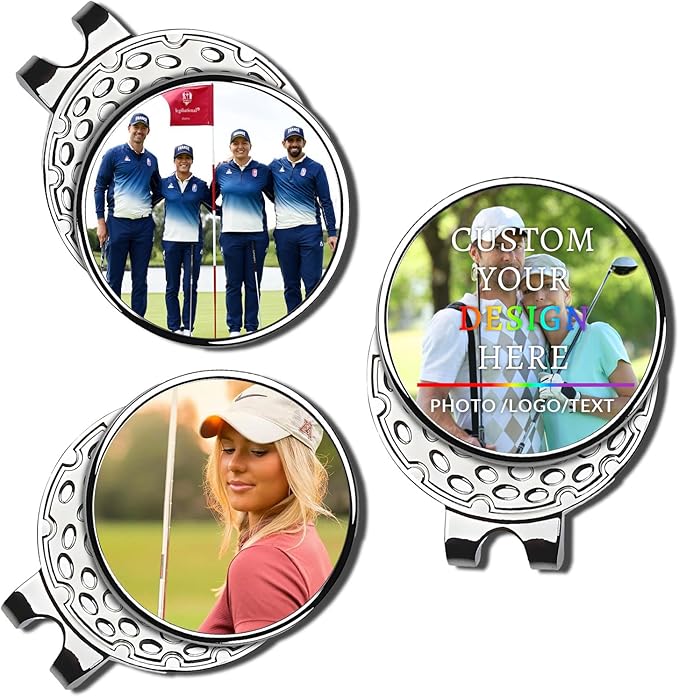 Personalized Golf Marker Hat Clip, Custom Magnetic Golf Hat Clip with Photo Name Text Logo, for Men, Women and Golfers