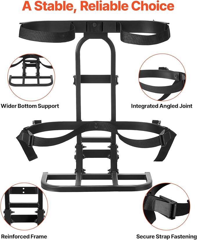 VEVOR Golf Cart Bag Holder, 30.9 x 27.8 x 16.1inch, Compatible with Yamaha, EZGO, Club Car Rear Seat Grab Bar, Space-Saving Carbon Steel Bag Holder Bracket, No-Drilling Installation, Black