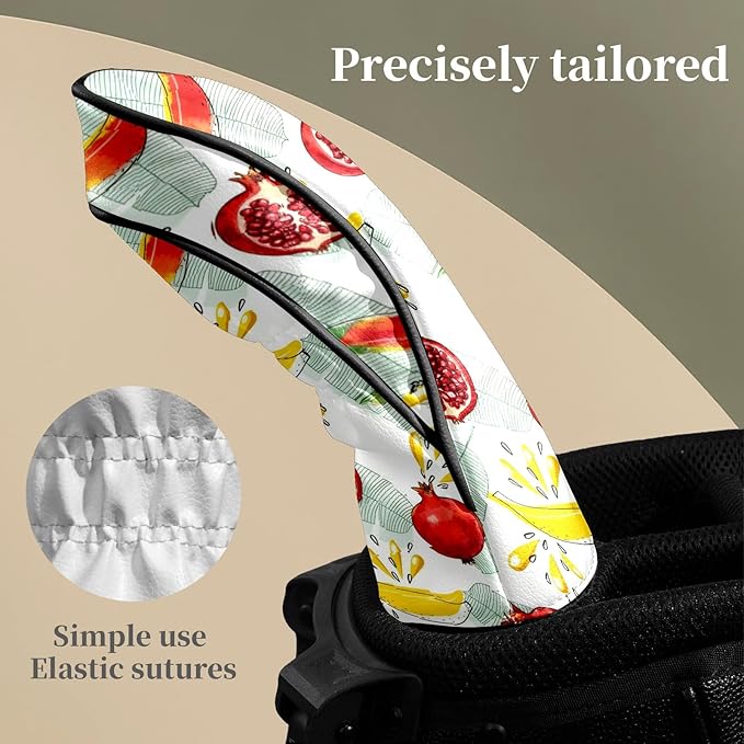 Premium Leather Golf Club Headcovers,Mango Pattern Fits Driver Hybrid Fairway 3/5 Wood,with Scratch-Resistant Lining, Gift for Men and Women