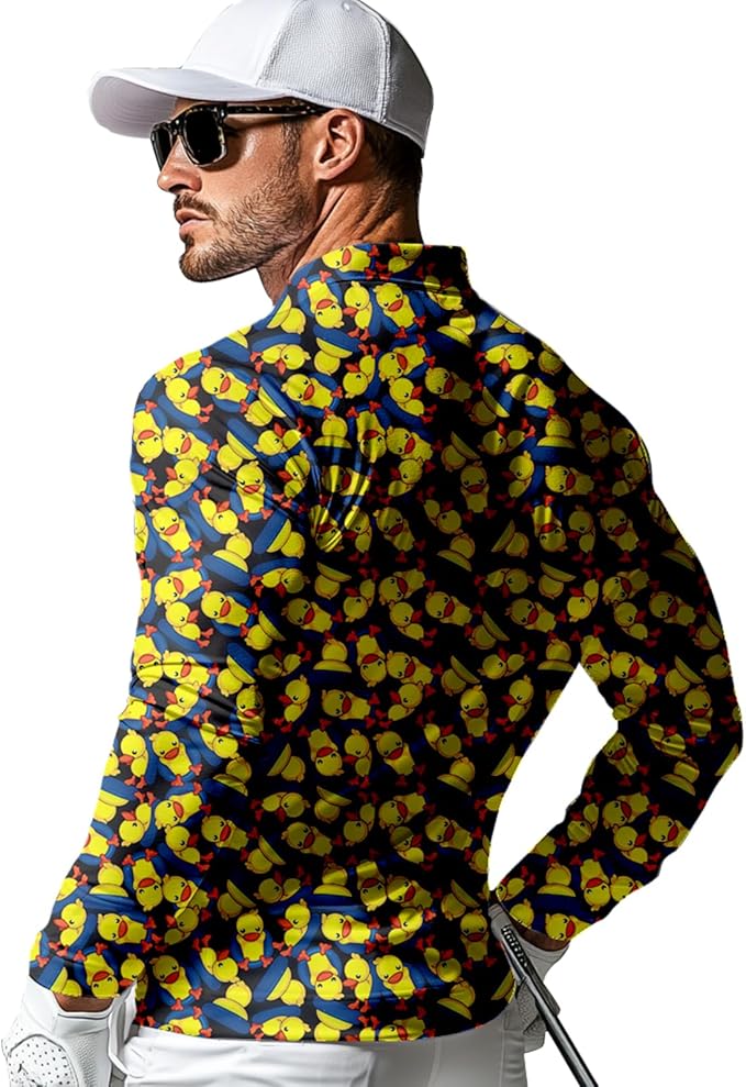 Men's Long Sleeve Golf Shirt Quick Dry 3 Button Work Fishing Outdoor Casual Collar Shirt