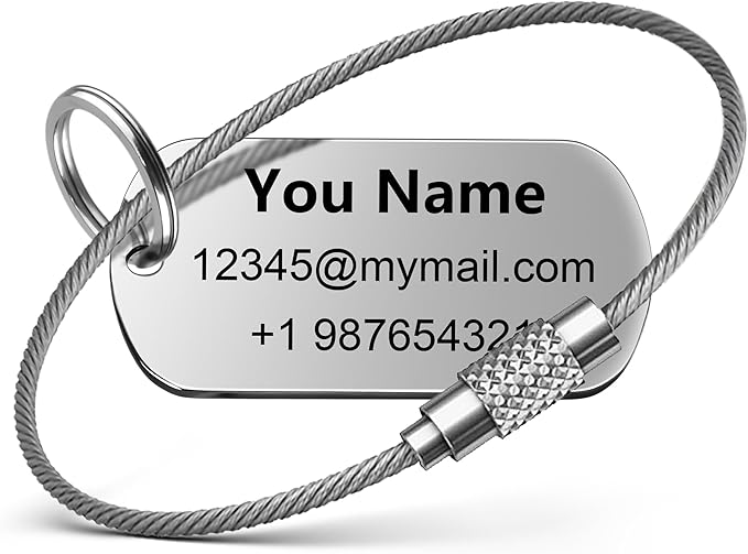 Personalized Luggage Tags for Suitcases and Backpacks - Stainless Steel Metal Custom Travel Bag Name Tags for Kids, Women, Luggage, Baggage, Airplane, Golf - Travel Essentials Label (2"x1.1")