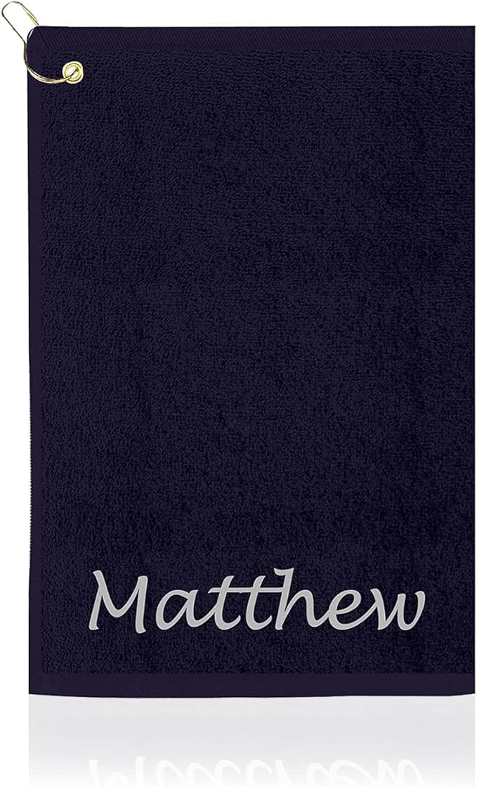 Personalized Passion Golf Towel with Embroidered Name - 16"x26" Custom Golf Towels with Clip - Soft & Highly Absorbent Plush Velour - Easily Wipes Away Sweat and Dirt - Gift for Golfers - Navy