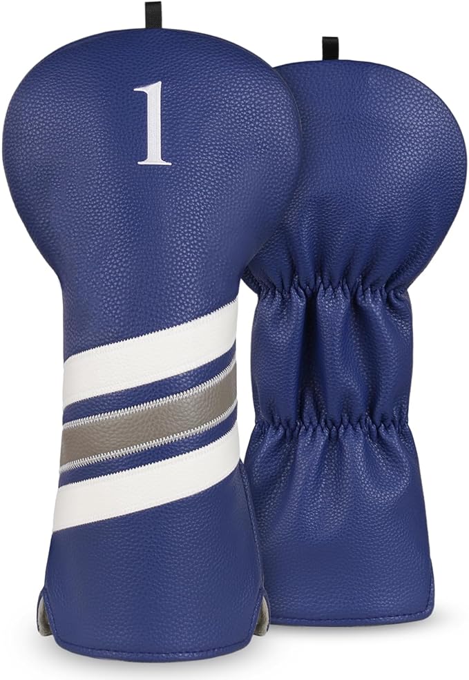 Golf Club Covers, 4pcs or 1pc Golf Head Covers for Woods, Driver, Fairway, Hybrid - Premium PU Leather Golf Club Head Cover with Interchangeable Tags