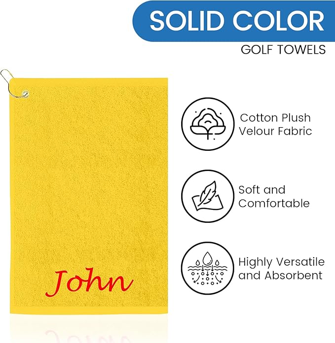 Personalized Passion Golf Towel with Embroidered Name - 16"x26" Custom Golf Towels with Clip - Soft & Highly Absorbent Plush Velour - Easily Wipes Away Sweat and Dirt - Gift for Golfers - Gold