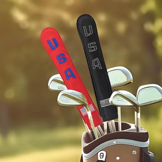 Golf Alignment Stick Cover Premium Leather Perfect Cover for Alignment Sticks Classic Blank Direction Rod Design Alignment Sticks Holder Golf Club Protector.