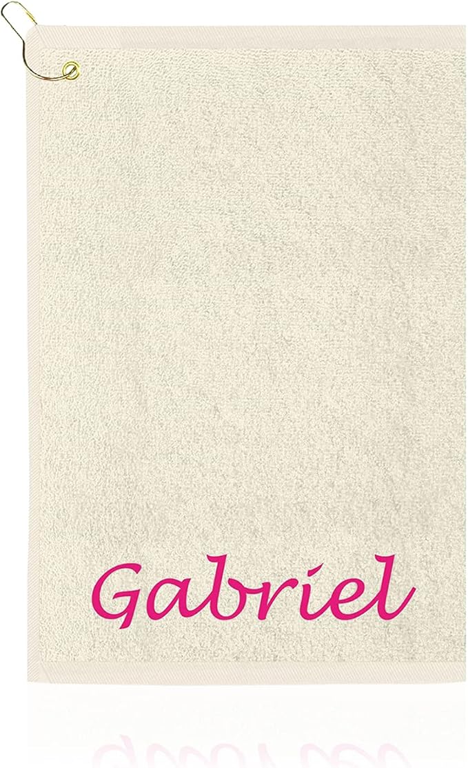 Personalized Passion Golf Towel with Embroidered Name - 16"x26" Custom Golf Towels with Clip - Soft & Highly Absorbent Plush Velour - Easily Wipes Away Sweat and Dirt - Gift for Golfers - Beige