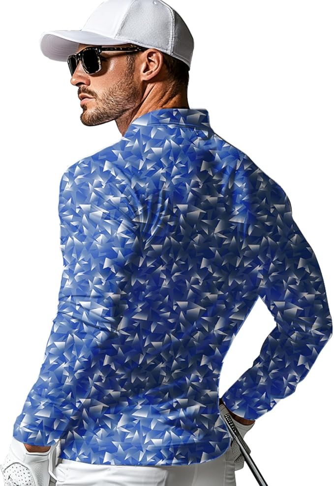 Men's Long Sleeve Golf Shirt Quick Dry 3 Button Work Fishing Outdoor Casual Collar Shirt