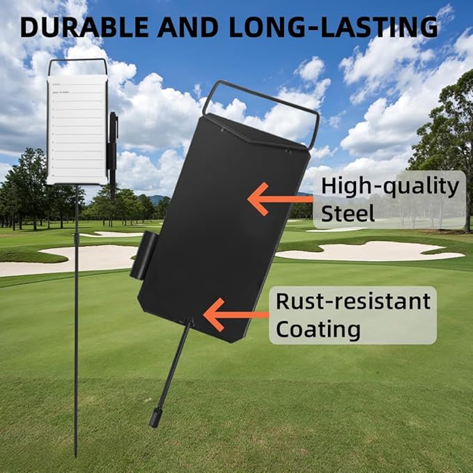 4 Pack Steel Longest Drive and Closest to The Pin Marker, Golf Metal Proximity/Course Distance/Fairway Distance Markers with 50 Sheets Cards and 4 Pens, for Outdoor Golf Tournament Signs