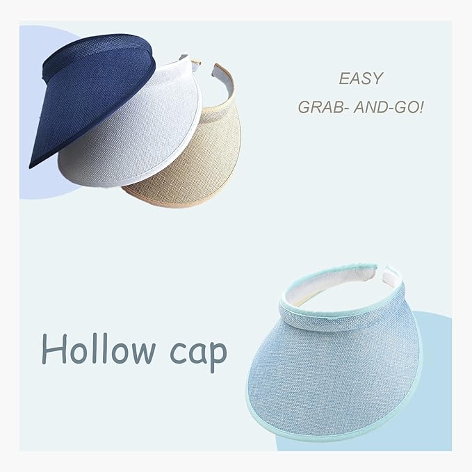 Cloth Covered Slip-On Visor for Women, Adjustable Cap Sports Sun Visors for Men