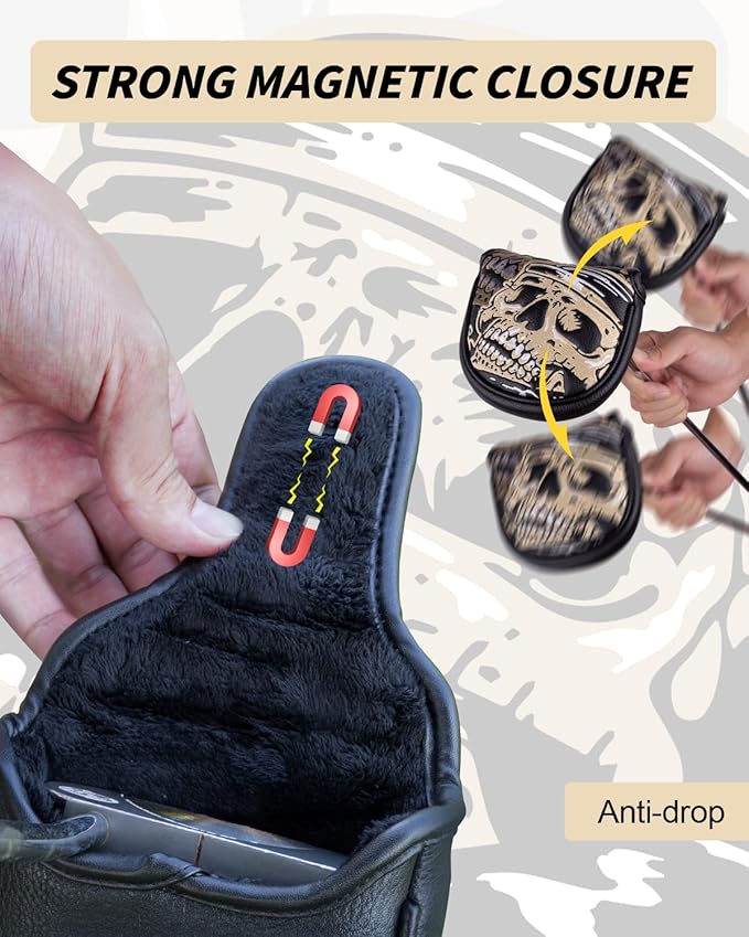 Golf Club Head Covers,1pc Mallet Putter Golf Headcovers for Woods, PU Leather with Advanced Embroidery for Most Brands