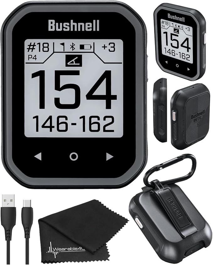 Wearable4U - Bushnell Phantom 3 GPS Rangefinder Black with BITE Magnetic Mount and GreenView with Lens Cleaning Cloth Bundle