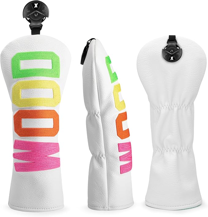 Golf Club Head Covers - 4 Options: Driver, 3 Wood, Hybrid - White Golf Driver Fairway Hybrid Head Cover