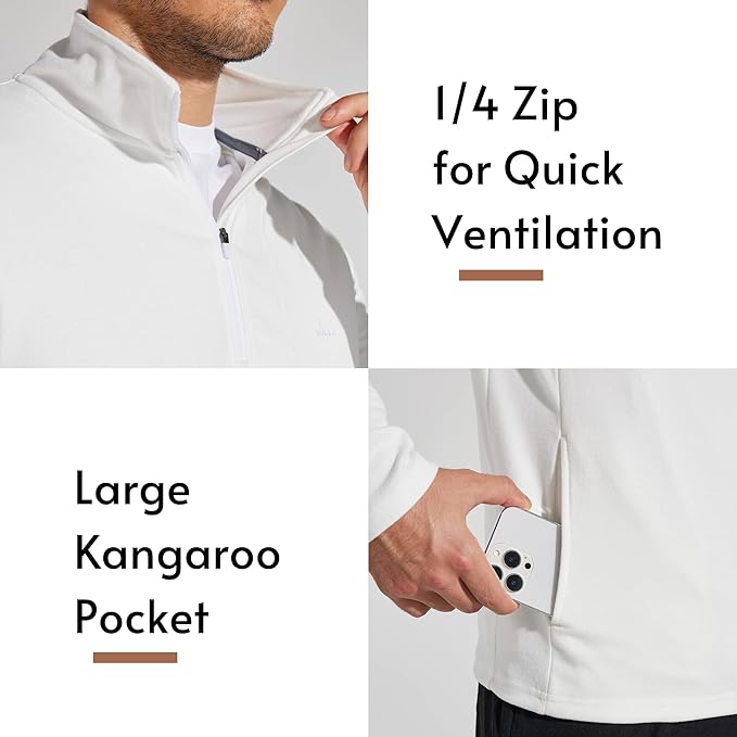 Willit Men's Winter Shirts Fleece Pullover with Pocket Quarter Zip Cold Weather Golf Hiking Casual Warm Shirts Long Sleeve