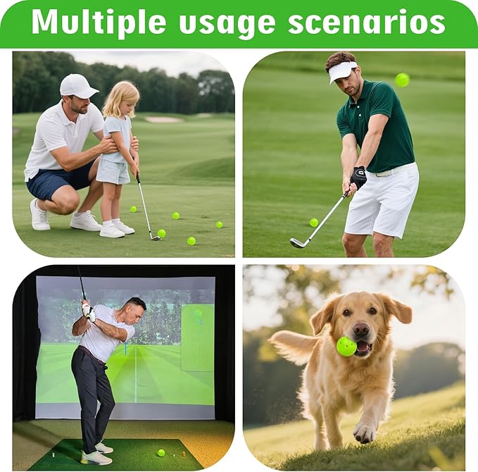 Plastic Golf Balls Practice Limited Flight Golf Training Ball Hollow Swing Practice Indoor Golf Balls with Mesh Drawstring Bag for Backyard Driving Range or Outdoor