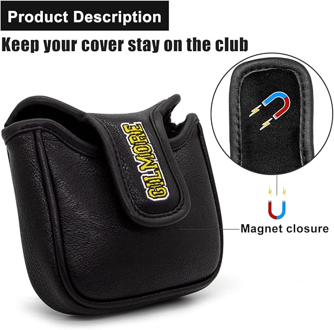 Golf Headcovers Happy Gilmore Golf Club Head Covers Advanced Embroidery Premium Leather Driver Headcover Fairway Wood Covers Hybrid Head Covers, Golf Mallet Blade Putter Cover