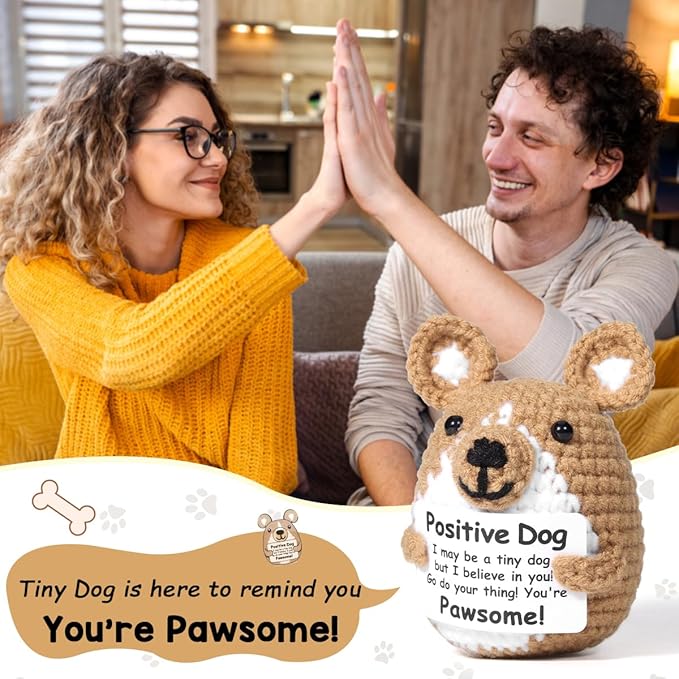 AICase Inspirational Crochet Positive Dog Animals, Emotional Support Nuggets Dog Mom Gifts for Women Men Dad Corgi Lovers Best Friends Birthday Christmas Easter Funny Small Unique Cute Themed Decor