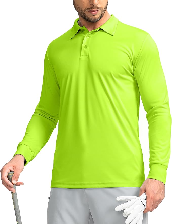Men's Polo Shirt Long Sleeve Golf Shirts Lightweight UPF 50+ Sun Protection Cool Shirts for Men Work Fishing Outdoor