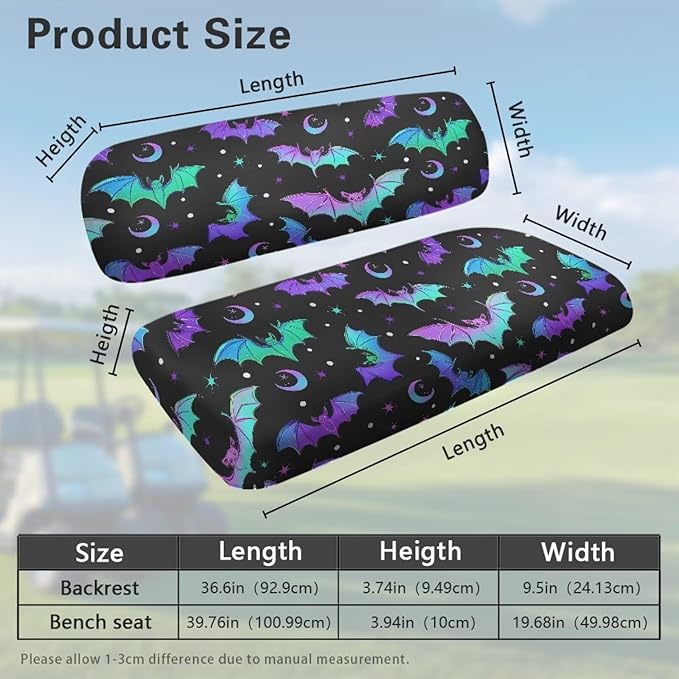 Golf Cart Seat Covers, Universal Fit & Nonskid Bottom Fits for Club Car 2 Person Seats Golf Carts