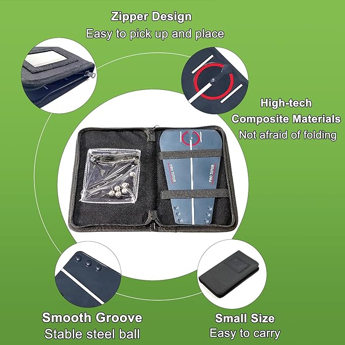 Golf Putting Tutor, Golf Hitting Mat, Putting Mirror Training Aid, Puttout Circuit Trainer Groove, Putt Out Train Align Eyes Practice, Putter face, Alignment Starting Line Impact Stroke Path Motion