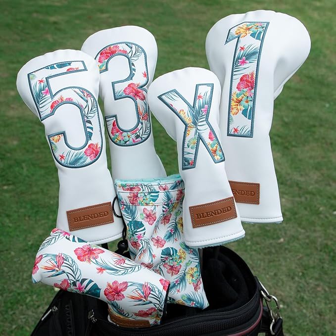 Golf Club Covers Driver Covers Fairway Wood Headcover Hybrid Cover Leather Mallet Putter Covers Blade Headcovers Golf Head Covers for Most Brand