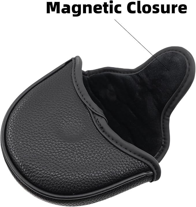 Golf Mallet Putter Cover Headcover Magnetic Style, Black or White Golf Putter Cover for Mallet Style Putters, PU Leather Mallet Headcover Protective Case fits for Odyssey 2 Ball, Stroke Lab