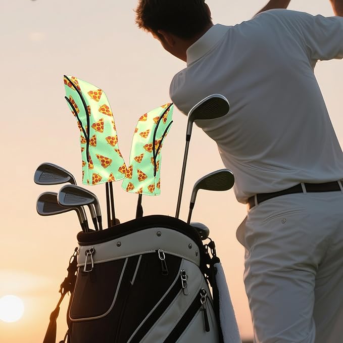 Golf Club Head Cover Waterproof Leather Golf Club Covers for Driver & Fairway Wood, Driver Headcovers It's Always Pizza O'clock!