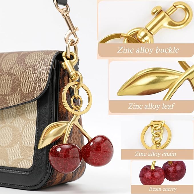 Fruit Bag Charm Purse Charms Keychain Strawberry Cherry Accessories Keychain For Women Birthday Valentine Day Gifts