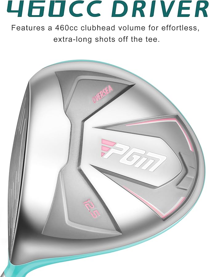 PGM Women's Oversea 9/12 Pieces Complete Golf Club Set with High-Strength Thin Face Design 460cc Driver