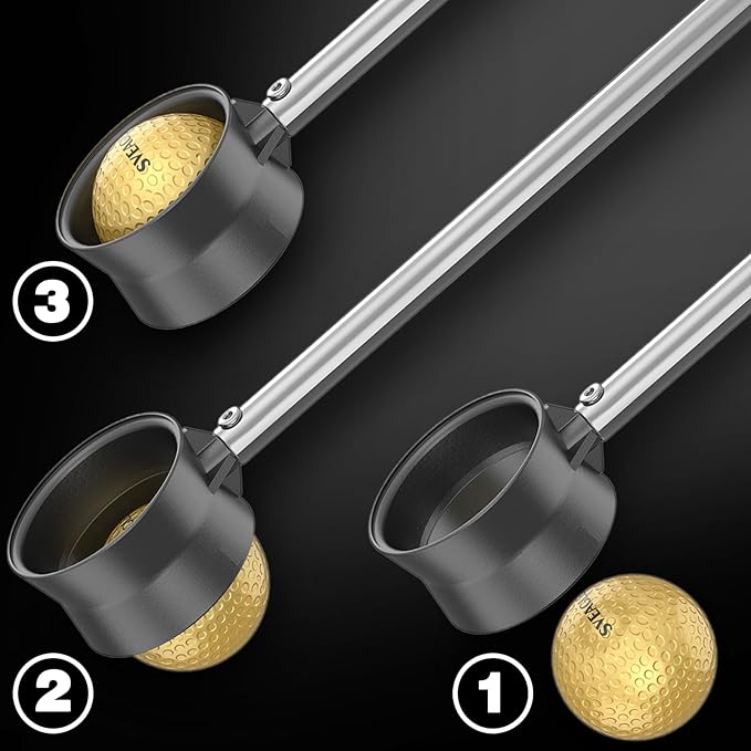 Golf Ball Retriever Telescopic for Water, 12Ft/9Ft Two-Sided Golf Ball Grabber Stainless Steel Ball Retriever Tool Golf Ball Picker Golf Accessories