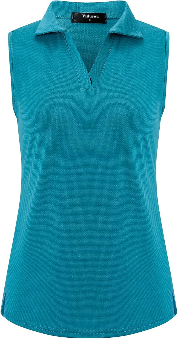 Womens Sleeveless Golf Polo Shirts Lightweight Tennis Sport Tops