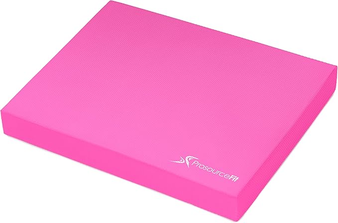 ProsourceFit Exercise Balance Pad – Large Cushioned Non-Slip Foam Mat & Knee Pad for Fitness, Stability Training, Physical Therapy, Yoga 15"x19", Pink