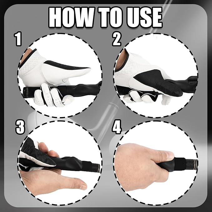 5-in-1 Golf Training Kit: Golf Grip Trainer,Swing Training Aid,Golf Impact Tape Labels,Adjustable Tee Height Tool & Club Groove Sharpener