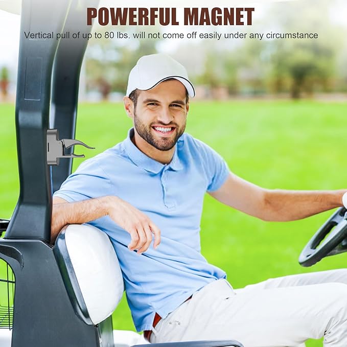 Lunira Universal Magnetic Holder for Golf Carts, Single-Handed Operation, Equipped with Powerful Magnets and Non-Slip Straps, Scratch-Resistant, Comes with a Gift Box, for Golfers