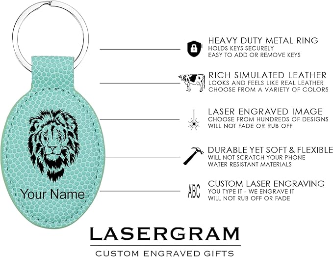 LaserGram Oval Keychain, Off Road Racer, Personalized Engraving Included (Basketball Teal)