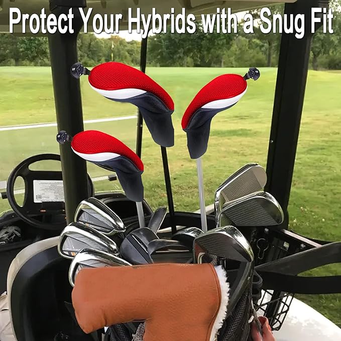 Golf Club Head Covers for Woods and Driver Hybrids Fairway Value Pack Protective Clubs Headcovers with Interchangeable No.Tags 1 3 5