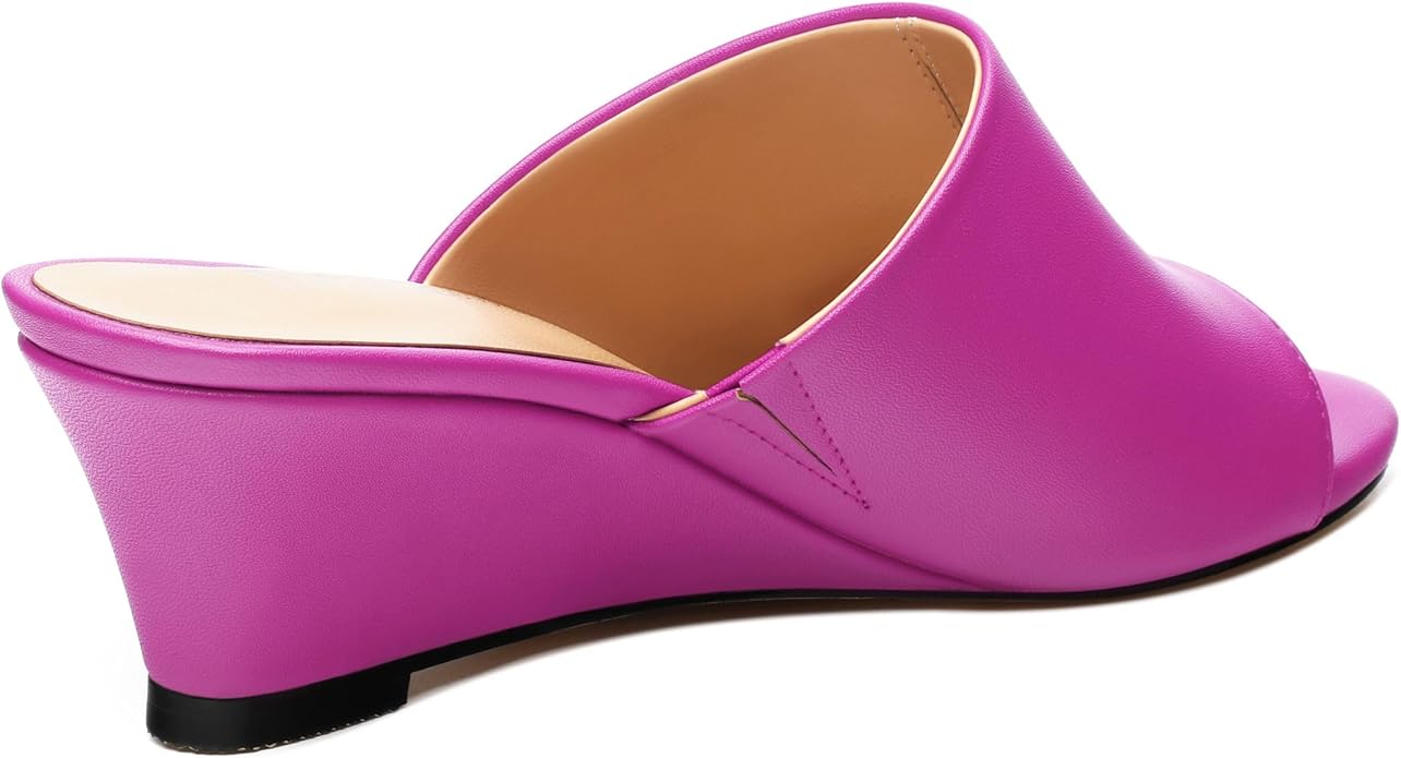 Wedge Sandals for Women Open Toe Wedge Heels Womens Matte High Heel Sandal Round Toe Heeled Wedge Sandals Slip on Casual shoes 2 inch