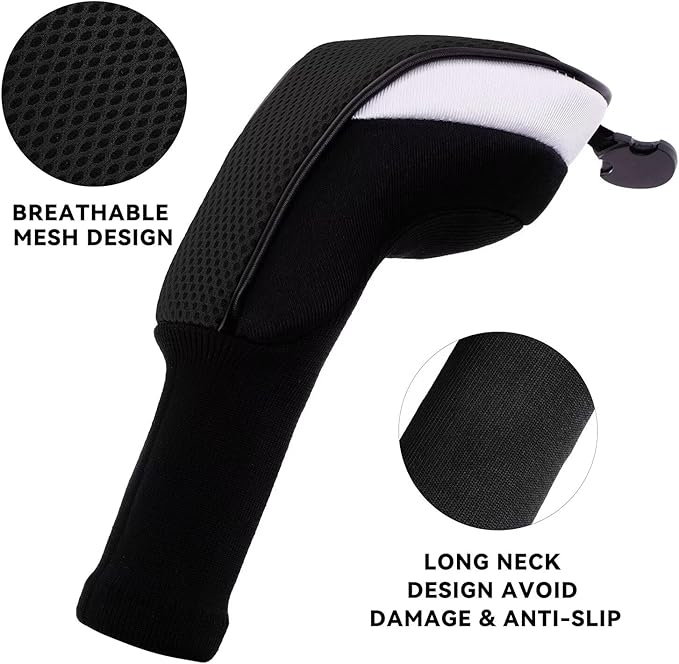 Golf Club Head Cover for Driver Fairway Hybrid 3 Pcs Woods Headcovers, Golf Accessories Head Covers Set with Interchangeable No. Tags 3 4 5 7 X Golf Accessories for Men Women