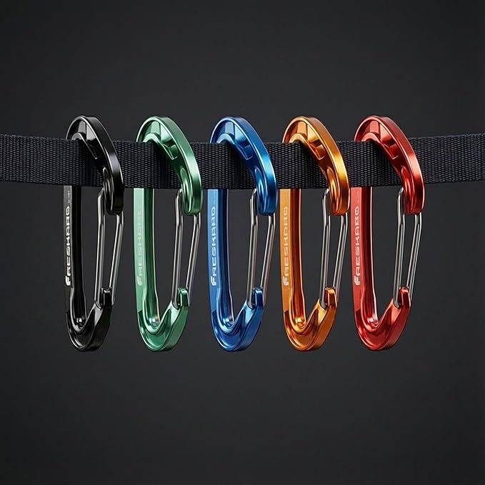 FresKaro 15kN-3372lbs Heavy Duty Wiregate Carabiners, Reliable Time-Tested Stainless Steel Spring Gate, for Camping, Hiking, Hammocks, Backpacking, Dog Leash etc., 3.15inch